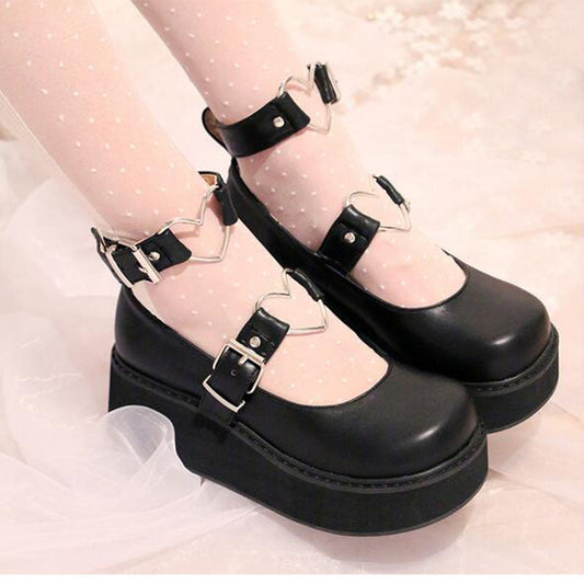 Heart Buckle Wedge Shoes